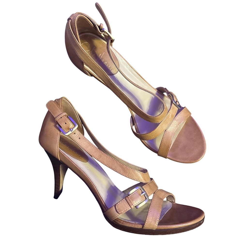 Cole Haan Womens Brown Metallic Leather Strappy Sandal Heels‎ Ankle Strap 10.5B